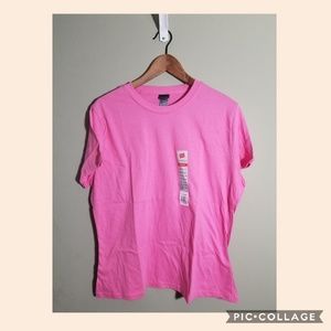 Hanes pink cotton short sleeve classic fit tee XL